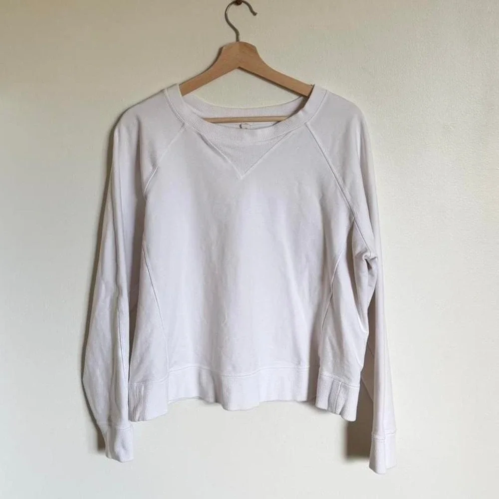 Lululemon White Cropped Crewneck Sweatshirt Size 10 Minimal Athleisure